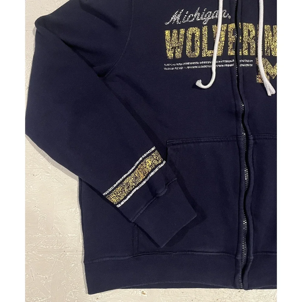 Vintage Pro Edge Michigan Wolverines Hooded Jacket Full‎ Zip Youth XL Blue Kids